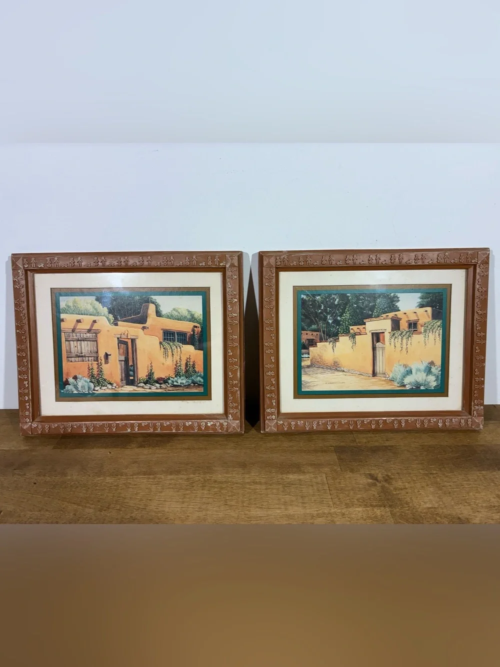 1992 K Brueggemann HOMCO Southwestern Adobe Prints Set 2 Framed Wall Art